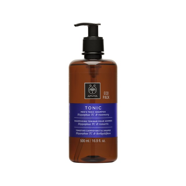 APIVITA Eco Pack Mens Τονωτικό Σαμπουάν κατά της Τριχόπτωσης για ?νδρες με Hippophae TC & Δάφνη 500ml