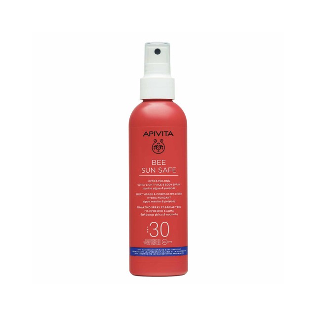 APIVITA Bee Sun Safe Hydra Melting Face Body SPF30 Ενυδατικό Αντηλιακό Spray Ελαφριάς Υφής για Πρόσωπο - Σώμα με Θαλάσσια Φύκη και Πρόπολη 200ml