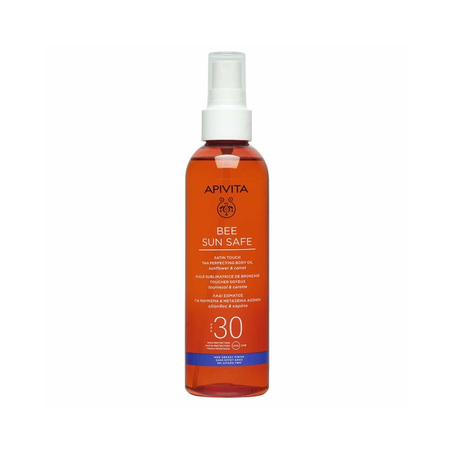 APIVITA Bee Sun Safe SPF30 Tan Perfecting Body Oil Λάδι Σώματος για Μαύρισμα με Ηλίανθο και Καρότο 200ml