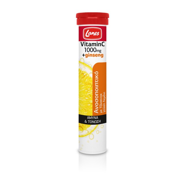 LANES Vitamin C with Ginseng Συμπλήρωμα Διατροφής για το Ανοσοποιητικό με Γεύση Λεμόνι 20 Αναβράζοντα Δισκία
