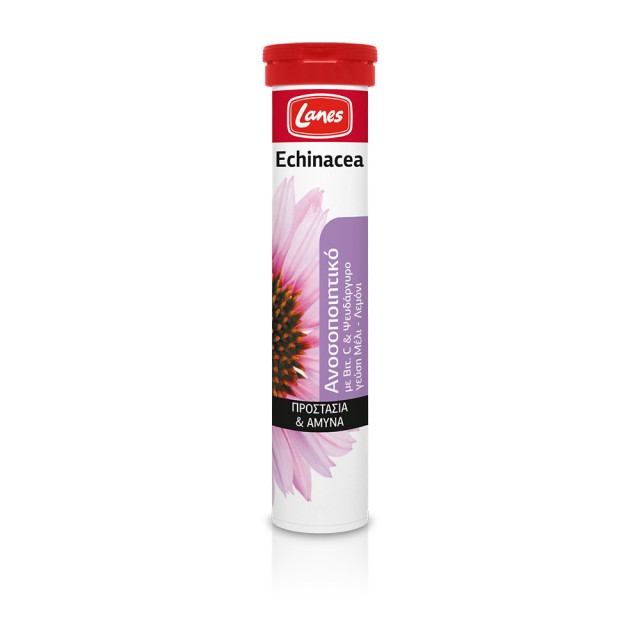 LANES Echinacea with Vitamin C - Συμπλήρωμα Διατροφής για το Ανοσοποιητικό Σύστημα με Γεύση Μέλι - Λεμόνι 20 Αναβράζοντα Δισκία