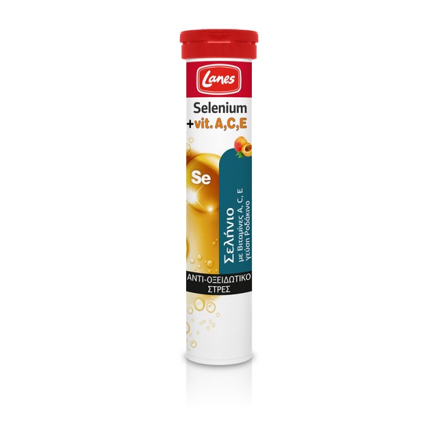 LANES Selenium With Vitamins A, C, E Συμπλήρωμα Διατροφής με Σελήνιο & Βιταμίνες A, C , E & Γεύση Ροδάκινο 20 Αναβράζοντα Δισκία