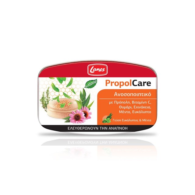 LANES PropolCare Eucalyptus & Mint Candies Καραμέλες για το Λαιμό με Γεύση Ευκάλυπτο & Μέντα 54g
