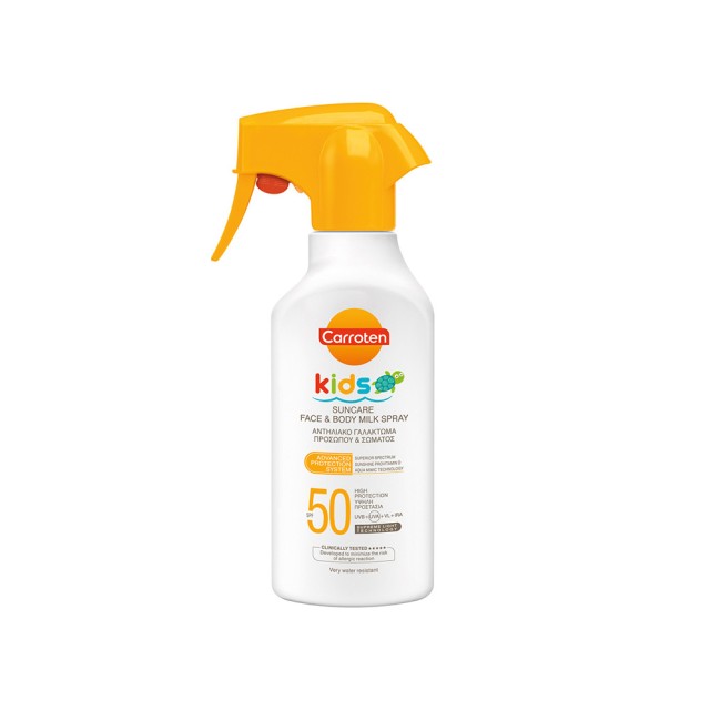 CARROTEN Milk Spray Kids Αδιάβροχο Παιδικό Αντηλιακό για Πρόσωπο & Σώμα SPF50 300ml