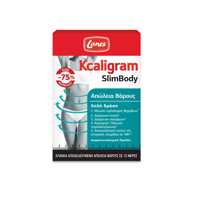 LANES Kcaligram Slimbody Ιατροτεχνολογικό Προϊόν για Απώλεια Βάρους με 5απλή Δράση, Αγωγή 15 Ημερών 60 Κάψουλες