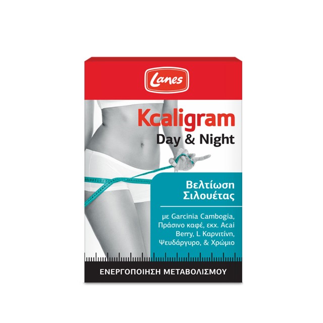 LANES Kcaligram Day & Night Συμπλήρωμα Διατροφής για Αδυνάτισμα & Αύξηση Μεταβολισμού 60 Ταμπλέτες