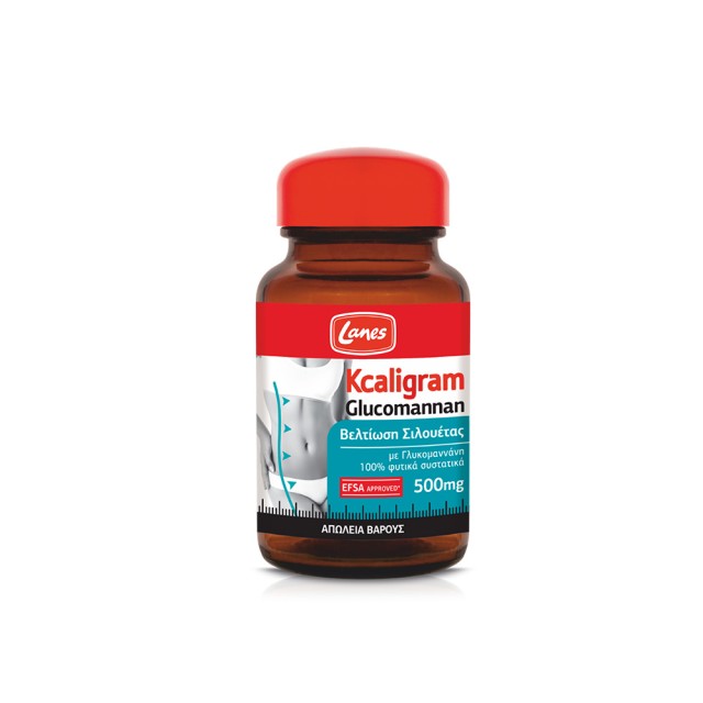 LANES Kcaligram Glucomannanrepack Συμπλήρωμα Διατροφής Με Γλυκομαννάνη Για Απώλεια Βάρους 60 Κάψουλες