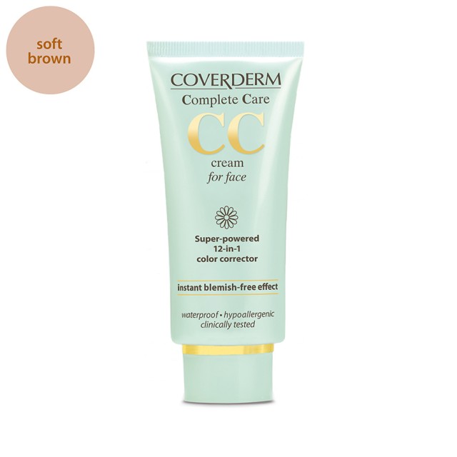 COVERDERM CC Cream for Face SPF25 Κρέμα Προσώπου Ημέρας για Ενυδάτωση, Ατέλειες & Ερυθρότητα 40ml Soft Brown 40ml