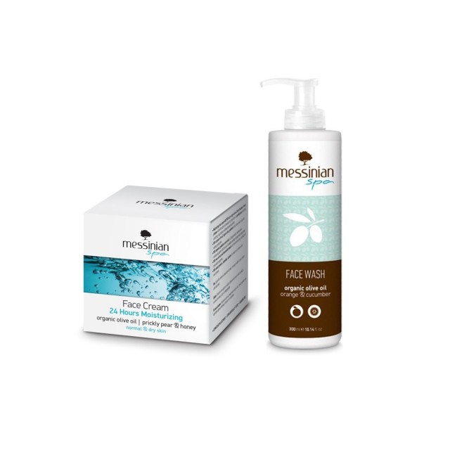 MESSINIAN SPA 24h moisturizing face cream for normal and dry skin 50ml & face wash 300ml