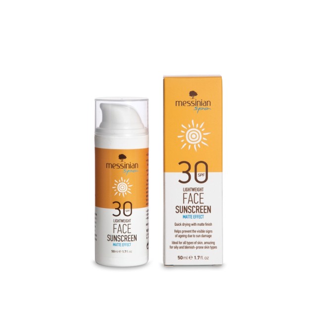 MESSINIAN SPA Αντιηλιακή Κρέμα Προσώπου SPF 30 Ματ 50ml