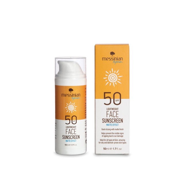 MESSINIAN SPA Αντιηλιακή Κρέμα Προσώπου SPF 50 Ματ 50ml