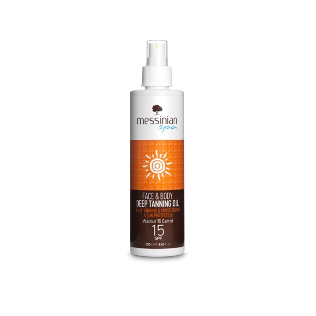 MESSINIAN SPA Λάδι για Βαθύ Μαύρισμα Καρύδι & Καρότο SPF 15 250ml