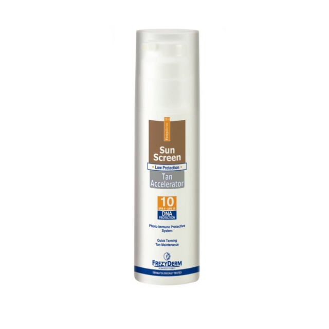 FREZYDERM SunScreen Tan Accelerator SPF10 Αντηλιακό για Πρόσωπο - Σώμα με Επιταχυντές Μαυρίσματος 150ml