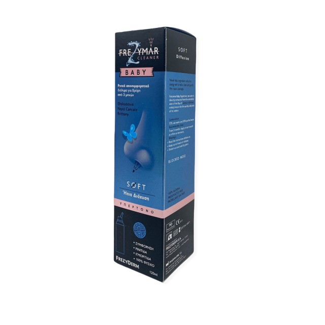 FREZYDERM Frezymar Cleaner Baby Soft Hypertonic Υπέρτονο Ρινικό Αποσυμφορητικό Διάλυμα με Ήπια Διάχυση για Βρέφη από 3m+ 120ml