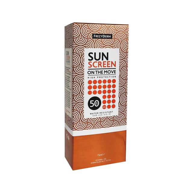 FREZYDERM Sunscreen On The Move Spf50 Αδιάβροχη Αντηλιακή Λοσιόν Προσώπου 75ml