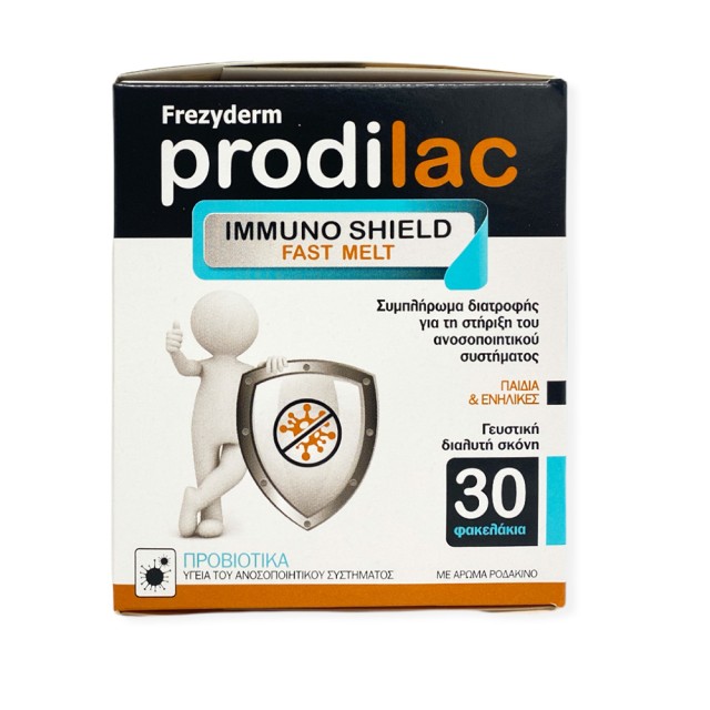 FREZYDERM Prodilac Immuno Shield Fast Melt Συμπληρώμα Διατροφής για την Ενίσχυση του Ανοσοποιητικού για Παιδιά - Ενήλικες με Γεύση Ροδάκινο 30 Φακελάκια