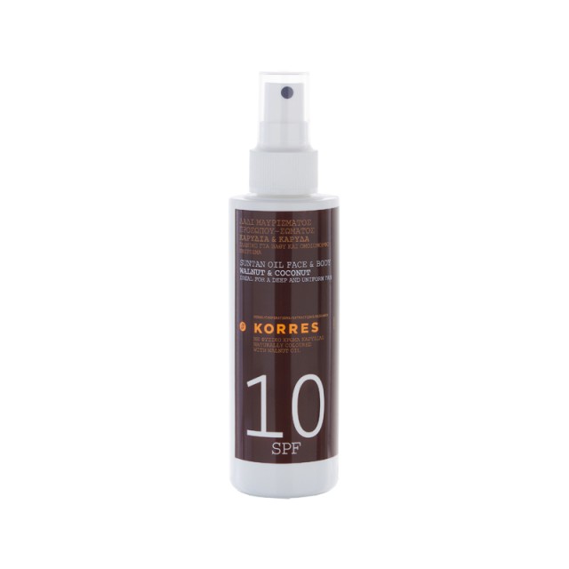 KORRES Face-Body Tanning Oil Λάδι Μαυρίσματος Προσώπου - Σώματος Καρυδιά & Καρύδα SPF10 150ml