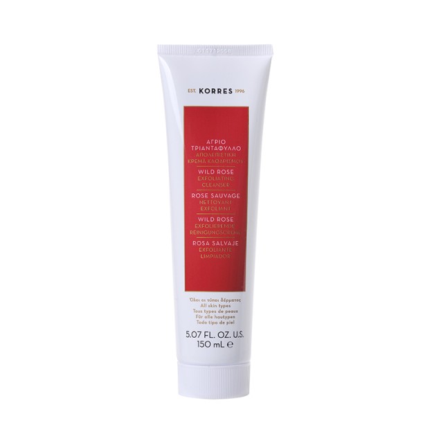 KORRES Wild Rose Exfoliating Cleanser Απολεπιστική Κρέμα Καθαρισμού Για Λάμψη Άγριο Τριαντάφυλλο Για Όλους Τους Τύπους Δέρματος 150ml