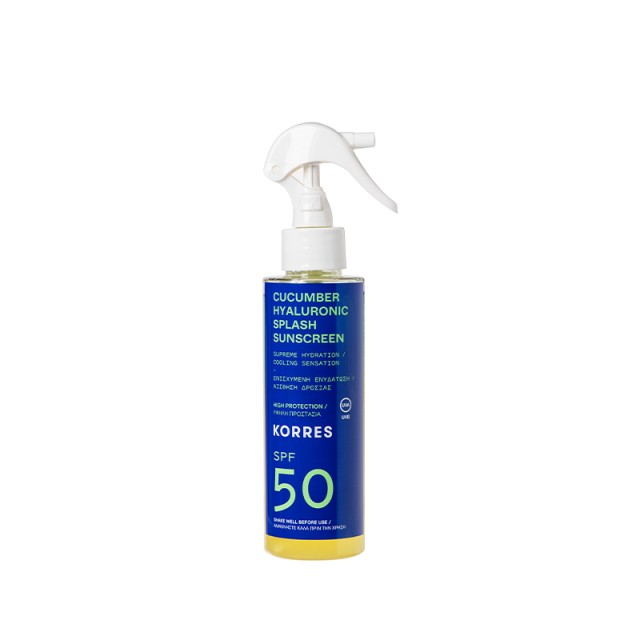 KORRES Αγγούρι & Υαλουρονικό Αντηλιακό Splash SPF50 για Πρόσωπο - Σώμα 150ml