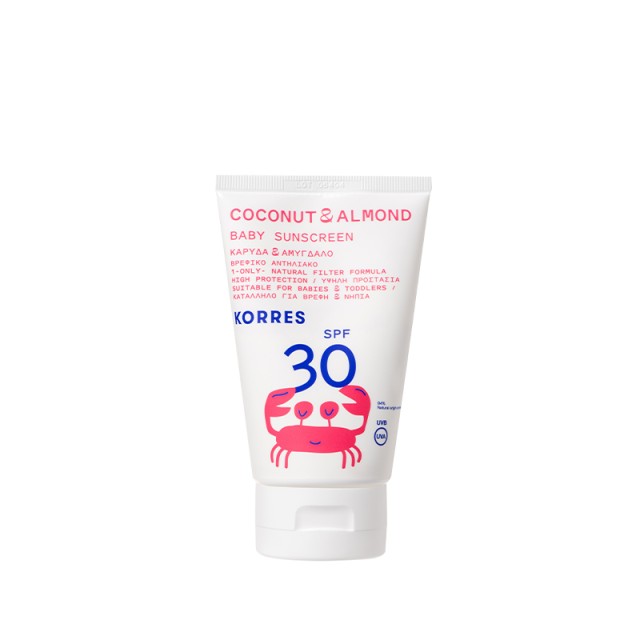 KORRES Baby Sunscreen Καρύδα & Αμύγδαλο Βρεφικό Αντηλιακό SPF30 για Πρόσωπο - Σώμα 100ml