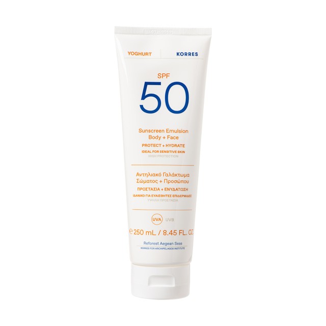 KORRES YOGHURT Sunscreen Αντηλιακό Γαλάκτωμα SPF50 Σώματος - Προσώπου 250ml