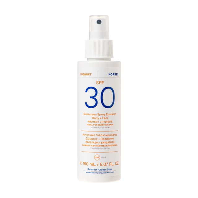 KORRES YOGHURT Sunscreen Αντηλιακό Γαλάκτωμα SPF30 Σώματος - Προσώπου 150ml