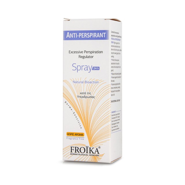 FROIKA Antiperspirant Αντιιδρωτικό Σπρέι 24ωρης Προστασίας Χωρίς Άρωμα 60ml