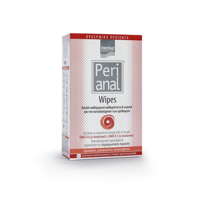 INTERMED Perianal Wipes Πανάκια Καθαρισμού & Ανακούφισης των Αιμορροΐδων 12τμχ