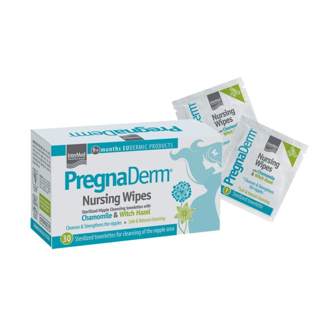 INTERMED Pregnaderm Nursing Wipes Αποστειρωμένα Μαντηλάκια για τον Καθαρισμό της Θηλής 30τμχ