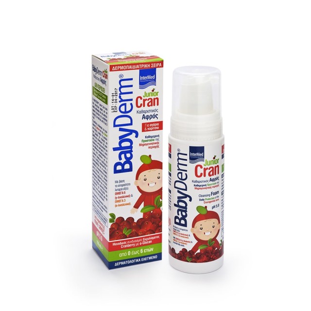 INTERMED Babyderm Junior Cran Αφρός Καθαρισμού για την Ευαίσθητη Περιοχή  Αγόρια & Κορίτσια 0-6 Ετών 150ml