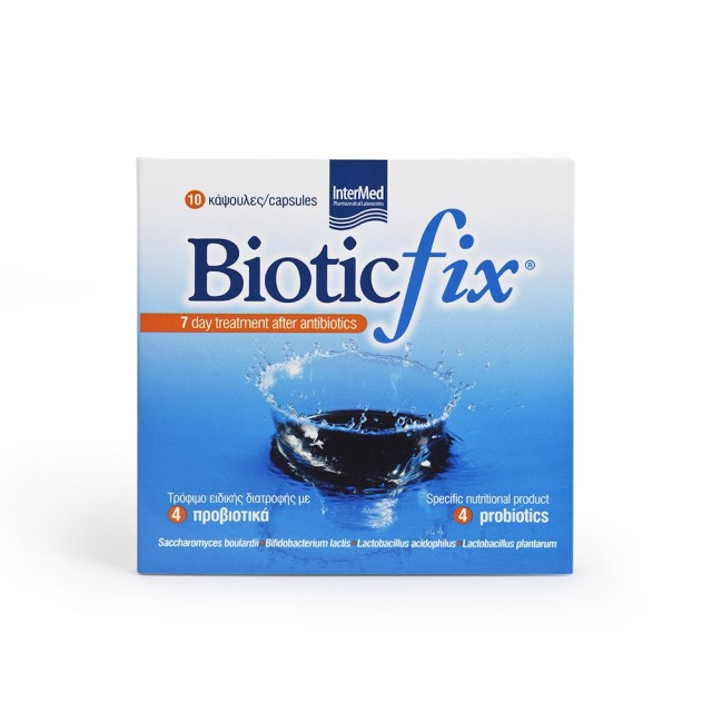 INTERMED Biotic Fix Προβιοτικά για την Αποκατάσταση της Εντερικής & Κολπικής Χλωρίδας 10 Κάψουλες