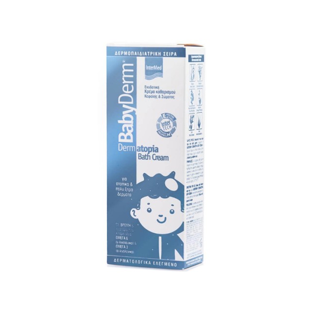 INTERMED Babyderm Dermatopia Ενυδατική Κρέμα Καθαρισμού Κεφαλής & Σώματος για Ατοπικές  & Ξηρές Επιδερμίδες 300ml