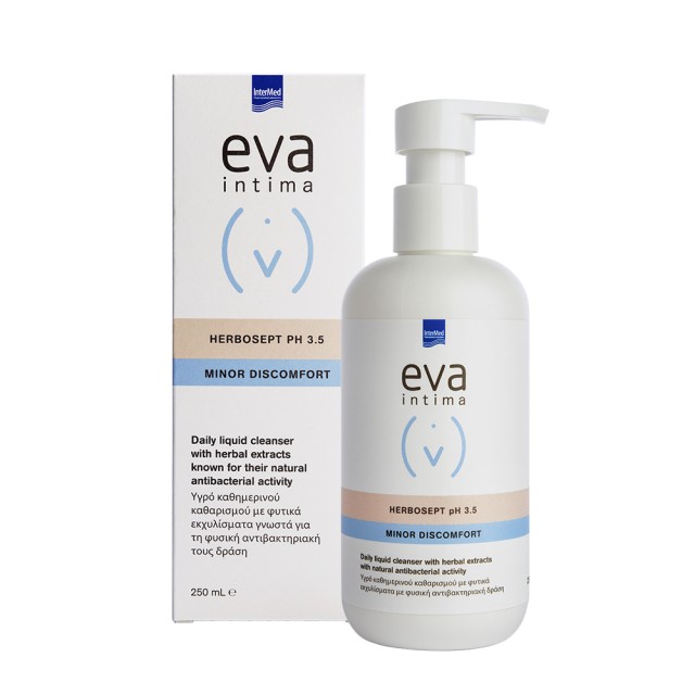 INTERMED Eva Intima Herbosept pH 3.5 Minor Discomfort Υγρό Καθαρισμού για την Ευαίσθητη Περιοχή με Αντιμυκητιασική Δράση με Φυτικά Εκχυλίσματα 250ml