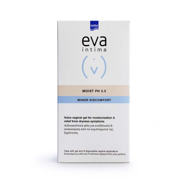 INTERMED Eva Intima Moist Ph5.5 Minor Discomfort Ενυδατική Γέλη Για Την Κολπική Ξηρότητα 9 Προγεμισμένοι Εφαρμοστές