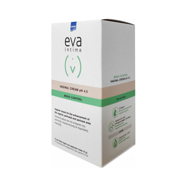 INTERMED Eva intima Meno-Contrlo Cream Κρέμα Ανάπλασης Της Κολπικής Περιοχής 10 Προγεμισμένοι Εφαρμοστές 5gr