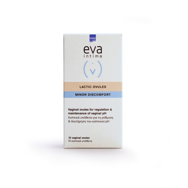 INTERMED Eva Intima Minor Discomfort Lactic Ovules Υπόθετα Για Τη Ρύθμιση & Διατήρηση του Φυσιολογικού Κολπικού PH 10τμχ