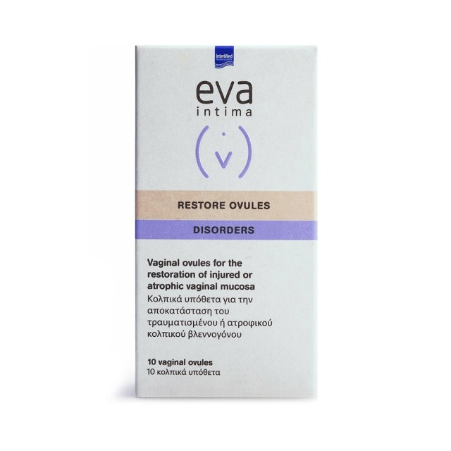 INTERMED Eva Intima Disorders Restore Ovules Κολπικά Υπόθετα για την Αποκατάσταση του Τραυματισμένου ή Ατροφικού Βλεννογόνου 10τμχ