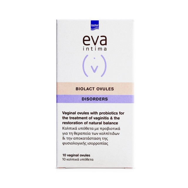 INTERMED Eva Intima Biolact Ovules Disosrders Κολπικά Υπόθετα με Προβιοτικά 10 Τεμάχια