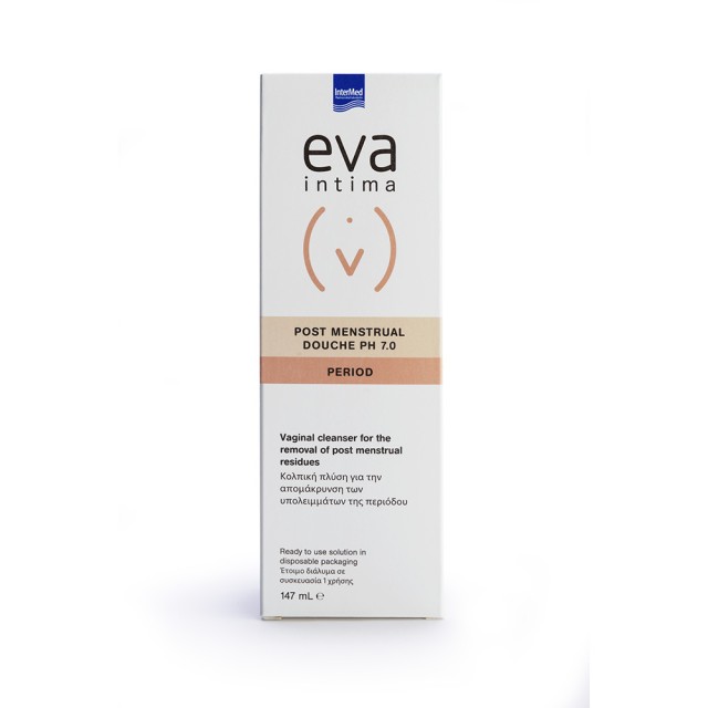 INTERMED Eva Douche Period Post Menstrual pH 7.0 Κολπική Πλύση με Χλωριούχο Νάτριο για Μετά το Τέλος της Περιόδου 147ml