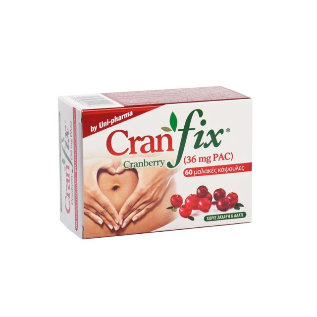 UNI-PHARMA Cranfix Συμπλήρωμα Διατροφής Κατά της Ουρολοίμωξης 60 Μαλακές Κάψουλες