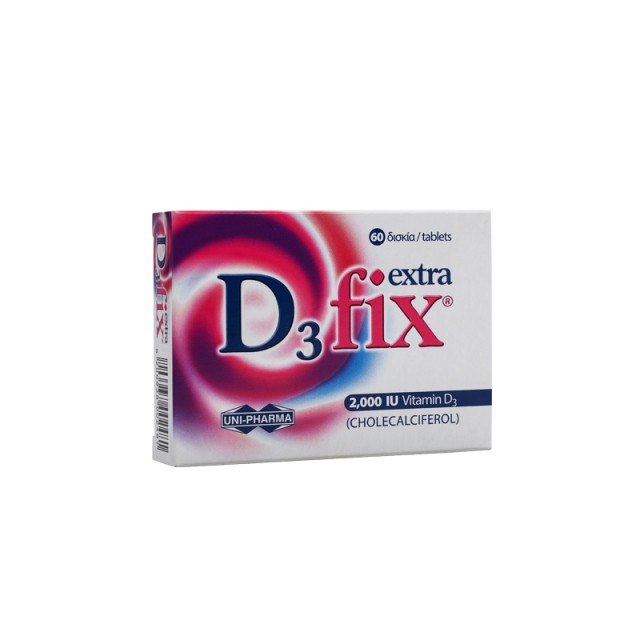 UNI-PHARMA D3-Fix Extra 2000 Iu Συμπλήρωμα Διατροφής για Οστά - Δόντια 60 Δισκία