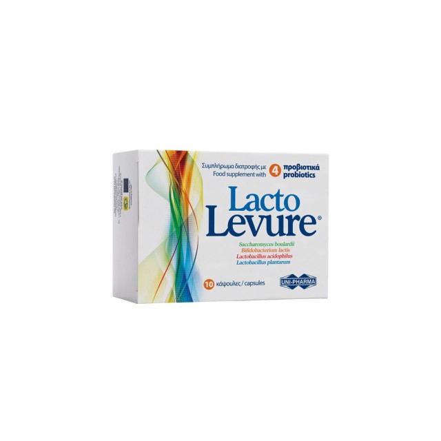 UNI-PHARMA Lactolevure Συμπλήρωμα Διατροφής με 4 Προβιοτικά 10Κάψουλες