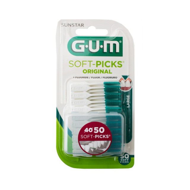 GUM Soft Picks 634 Large Fluoride Μεσοδόντιες Οδοντιατρικές Οδοντογλυφίδες 40Τμχ
