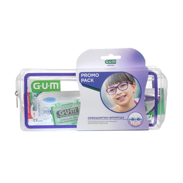 GUM Ortho Care Kit Οδοντόβουρτσα (124) 1τμχ, Ορθοδοντικό Κερί (723) 1τμχ, AftaClear Gel (2400) 2x2ml & Νήμα Ortho 3 Σε 1 (3220) 5τμχ