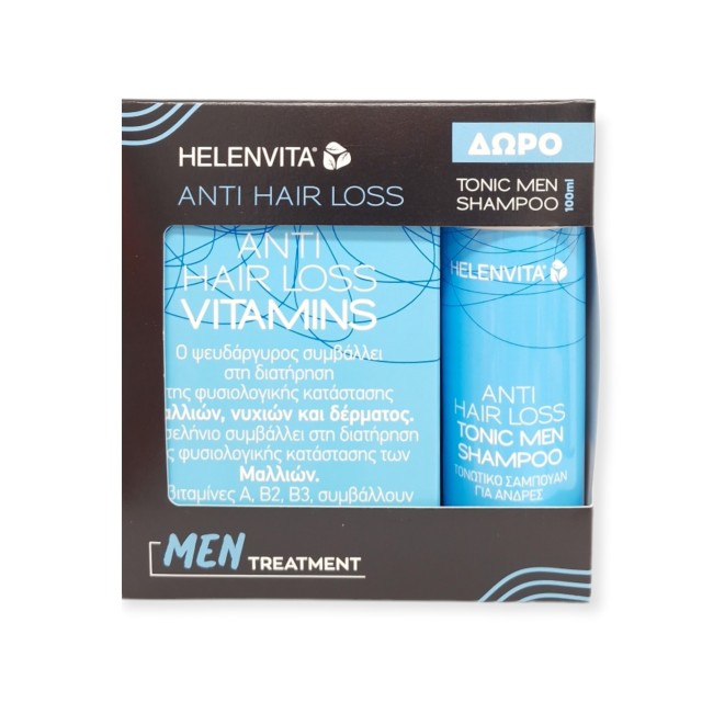 HELENVITA Anti Hair Loss Vitamin 60Caps + Men Shampoo Συμπλήρωμα Διατροφής για Μαλλιά, Νύχια και Δέρμα & ΔΩΡΟ Τονωτικό Σαμπουάν Ανδρών 100ml