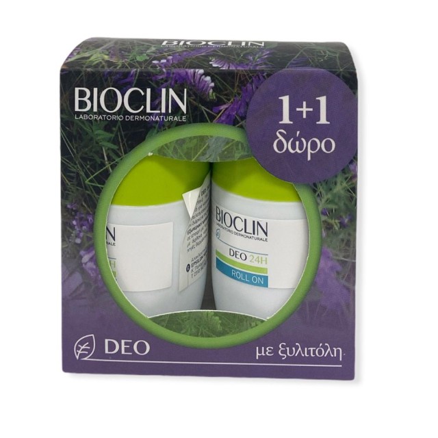 BIOCLIN 24H Deo Control Roll-On Αποσμητικό Roll-On για Κανονική Εφίδρωση, 2x50ml