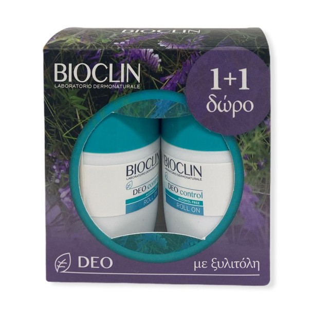 BIOCLIN Deo Control Roll-On Αποσμητικό Roll-On για Έντονη Εφίδρωση 2x50ml