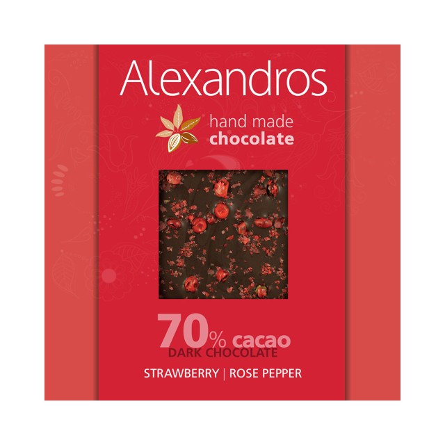 ALEXANDROS health chocolate with Pink pepper & Strawberry 90gr