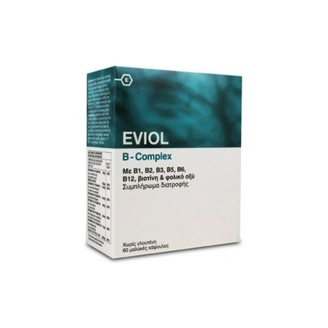EVIOL B-Complex Συμπλήρωμα Συμπλέγματος Βιταμίνης B για τη Φυσιολογική Λειτουργία του Νευρικού Συστήματος 60 Κάψουλες