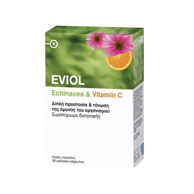 EVIOL Echinacea & Vitamin C Συμπλήρωμα Διατροφής με Εχινάκεια & Βιταμίνη C 30 Κάψουλες